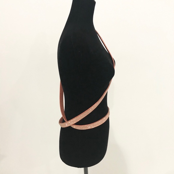 Leather Belt, Double Wrap Cross Body, Bronze main image 8